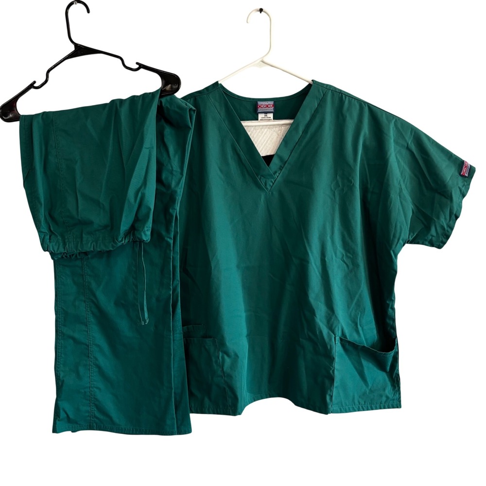 NEW Cherokee Workwear Scrub Set V-Neck Top Cargo Pants Hunter Green Womens 2XL